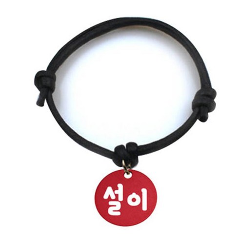 펫츠룩 굿모닝 블랙 반려동물 목걸이 M + 알미늄 원형 팬던트 S, 레드(설이), 1개