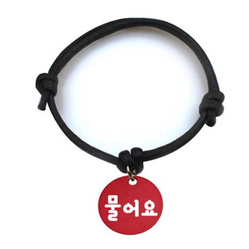 펫츠룩 굿모닝 블랙 반려동물 목걸이 M + 알미늄 원형 팬던트 S, 레드(물어요), 1개