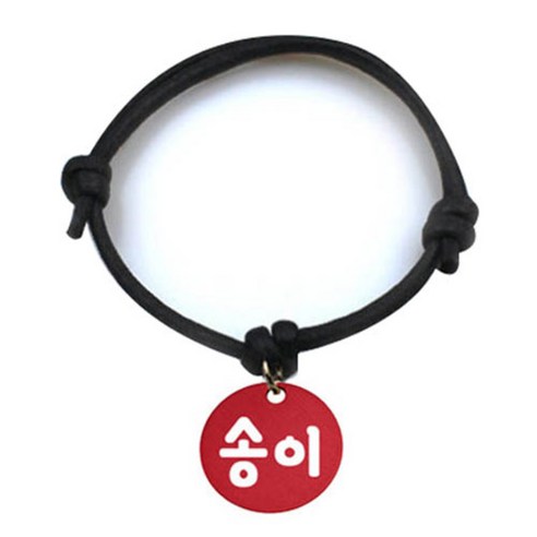 펫츠룩 굿모닝 블랙 반려동물 목걸이 M + 알미늄원형 팬던트 M, 레드(송이), 1개