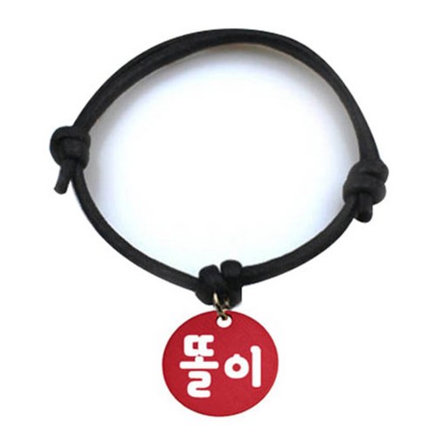 펫츠룩 굿모닝 블랙 반려동물 목걸이 M + 알미늄원형 팬던트 M, 레드(똘이), 1개