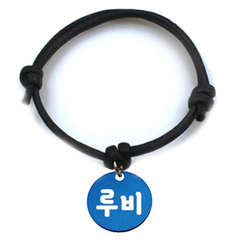 펫츠룩 굿모닝 블랙 반려동물 목걸이 M + 알미늄 원형 팬던트 S, 블루(루비), 1개