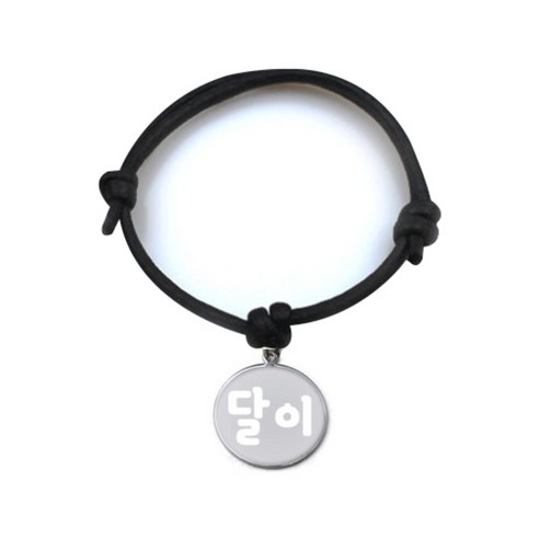 펫츠룩 굿모닝 블랙 반려동물 목걸이 M + 메탈 원형 팬던트 S, 실버(달이), 1개