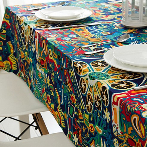 이코디 아시아카페 TC테이블보, 혼합 색상, 140 x 140 cm