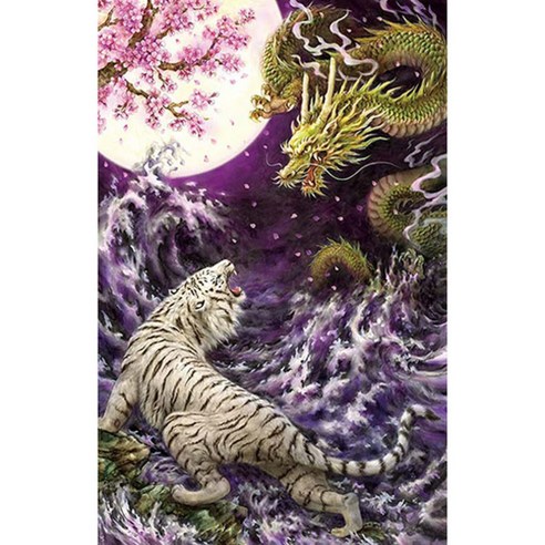 케이엠엘리 보석십자수 DIY 3D 황룡백호 60 x 95 cm, 혼합 색상, 1개