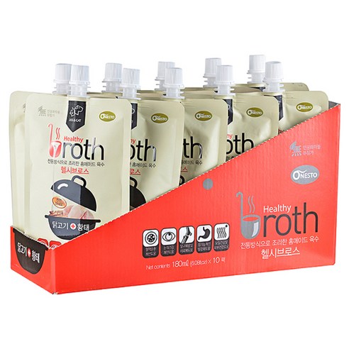 헬시브로스 반려동물 홈메이드 육수 영양제, 닭고기+황태, 10개, 180ml