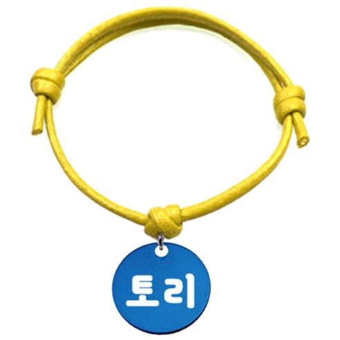 펫츠룩 굿모닝 옐로 반려동물 목걸이 M + 알미늄원형 팬던트 M, 블루(토리), 1개
