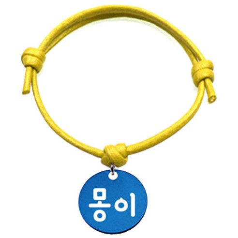 펫츠룩 굿모닝 옐로 반려동물 목걸이 M + 알미늄원형 팬던트 M, 블루(몽이), 1개