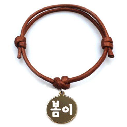펫츠룩 굿모닝 카라멜 반려동물 목걸이 M + 메탈원형 팬던트 M, 골드(봄이), 1개