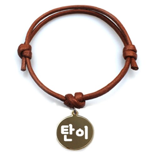 펫츠룩 굿모닝 카라멜 반려동물 목걸이 M + 메탈원형 팬던트 M, 골드(탄이), 1개