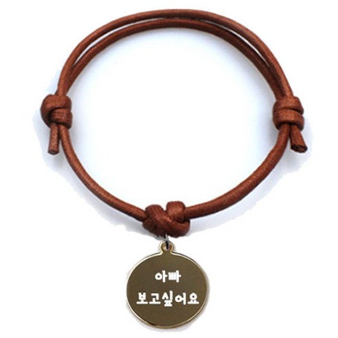펫츠룩 굿모닝 카라멜 반려동물 목걸이 M + 메탈원형 팬던트 S, 골드(아빠보고싶어요), 1개