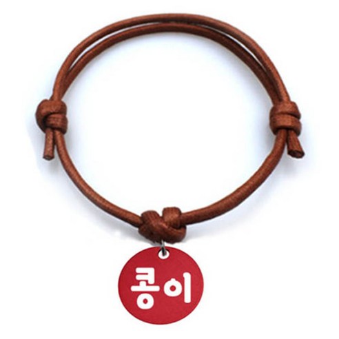 펫츠룩 굿모닝 카라멜 반려동물 목걸이 M + 알미늄원형 팬던트 M, 레드(콩이), 1개
