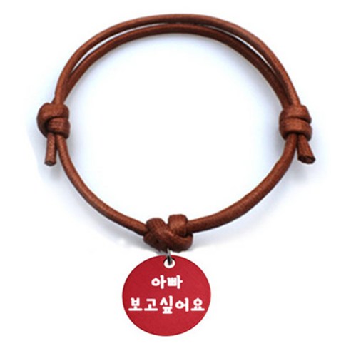 펫츠룩 굿모닝 카라멜 반려동물 목걸이 M + 알미늄원형 팬던트 M, 레드(아빠보고싶어요), 1개
