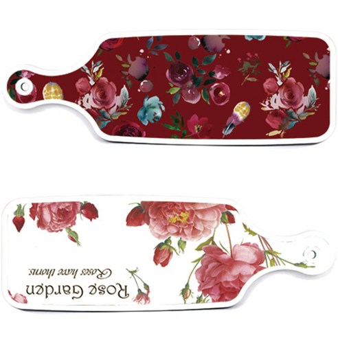로엠디자인 서빙 도마 보드 2p Rose Garden 세트, Rose Garden, 자주색 플라워 아트웍, 1세트