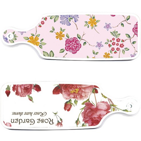 로엠디자인 서빙 도마 보드 2p Rose Garden 세트, Rose Garden, 로맨틱 레드 floral 연 분홍색, 1세트