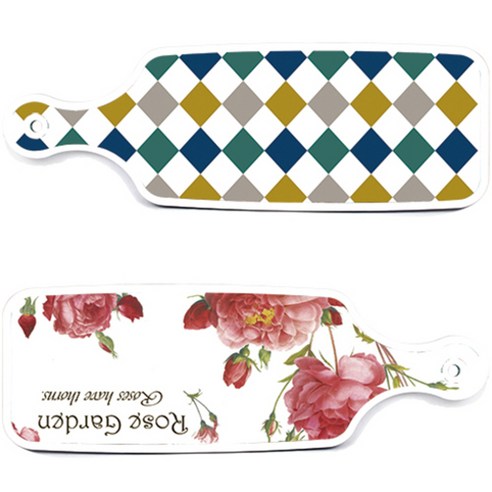 로엠디자인 서빙 도마 보드 2p Rose Garden 세트, Rose Garden, 레트로 다이아몬드 패턴, 1세트