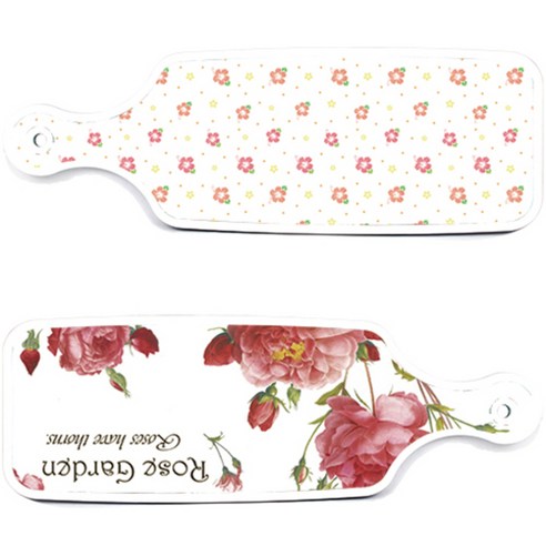 로엠디자인 서빙 도마 보드 2p Rose Garden 세트, Rose Garden, 훈색 나팔꽃 화이트, 1세트