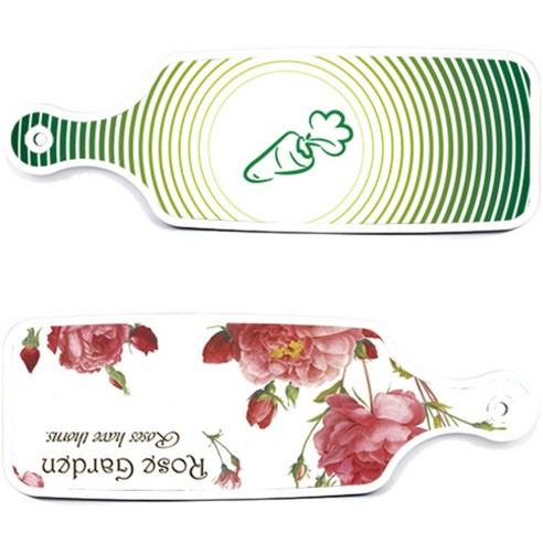 로엠디자인 서빙 도마 보드 2p Rose Garden 세트, Rose Garden, 채소 라인 그린, 1세트
