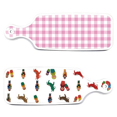 Loem 디자인 서빙 양면도마 마트로시카, 마트로시카, 체크 파스텔 핑크, 1개