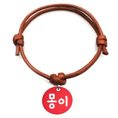 펫츠룩 굿모닝 카라멜 반려동물 목걸이 M + 알미늄원형 팬던트 S, 레드(몽이), 1개