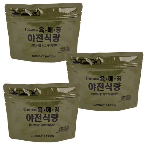 육해공 야전식량 쇠고기 비빔밥, 3개, 100g