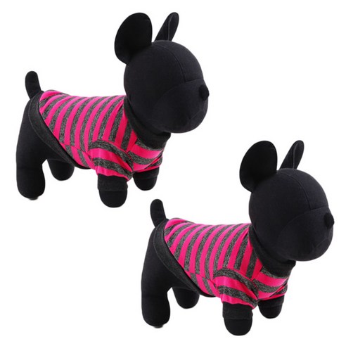 펫나인 강아지와고양이 크루넥 투톤 스트라이프 셔츠 2p, 핑크
