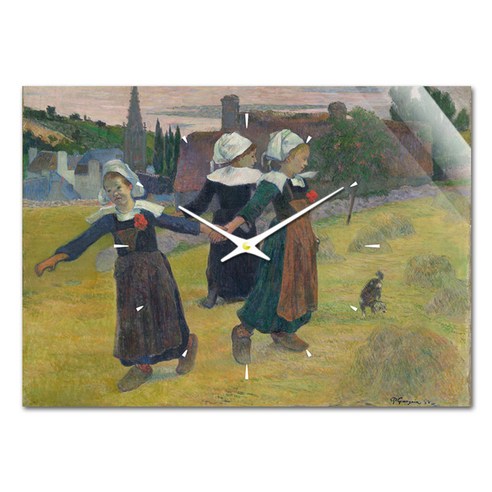 더윤 레티나 명화 벽시계 42 x 30 cm, 고갱 브르타뉴 소녀들의 원무