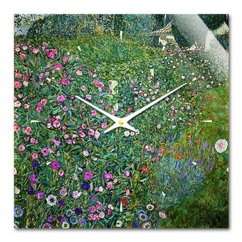 더윤 레티나 명화 벽시계 클림트 꽃의정원 30 x 30 cm, 혼합 색상