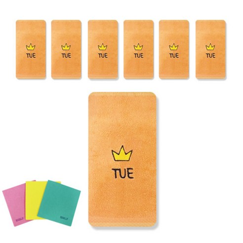 송월타올 큐티데일리 요일수건 7p + 독일행주 3p 랜덤 발송, 화요일(주황), 1세트