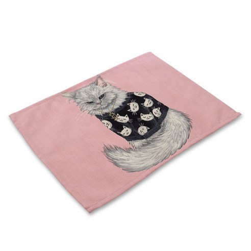 아울리빙 도도한 고양이 식탁매트, A, 42 x 32 cm