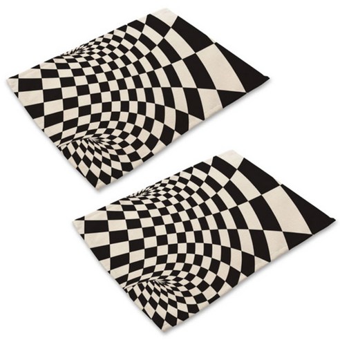 아울리빙 블랙패턴 디자인 식탁매트 2p, J, 42 x 32 cm