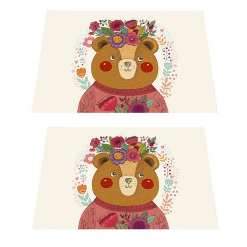 아울리빙 아이러브 곰돌이 식탁매트 2p, E, 42 x 32 cm