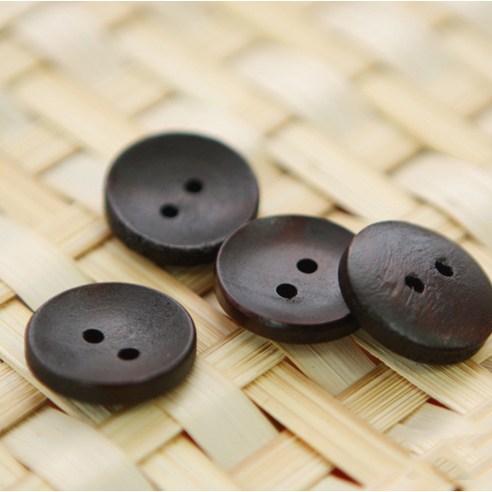 해피베어스 크로커스 오목 나무단추 18mm, 다크브라운, 16개