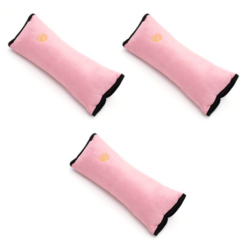 블럭마트 차량용 안전벨트 목쿠션 목베개, 핑크, 3개입