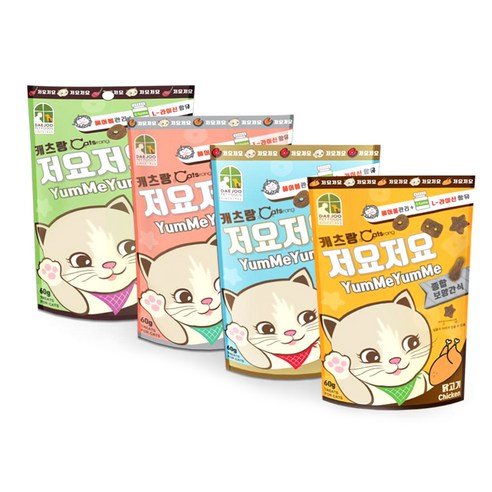 캐츠랑 저요저요 고양이 보양간식 4종 콤보 60g, 닭고기. 양고기. 연어. 참치, 2세트 고양이 간식