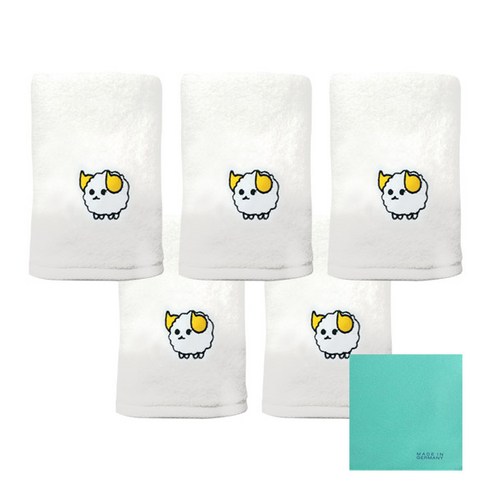 송월타월 12간지 캐릭터 세면타올 5p + 독일행주 랜덤 발송, 메리(아이보리), 1세트