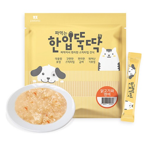 한입뚝딱 짜먹는 강아지 스틱타입 간식 12g, 닭고기 + 연어 혼합맛, 70개
