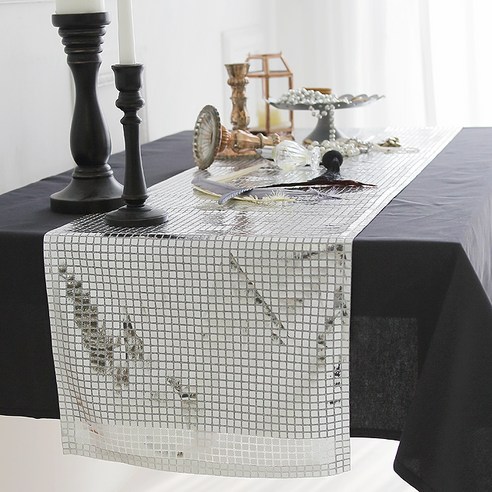 바이지미 메탈 테이블러너, 실버, 2인(130 x 40 cm)