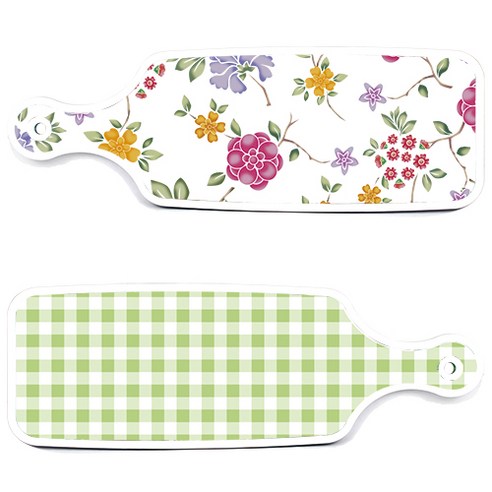 로엠디자인 서빙 도마 보드 2p 체크파스텔그린 세트, 체크파스텔그린, 로맨틱레드floral화이트, 1세트