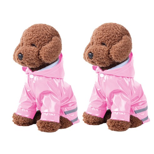 블럭마트 반려견 형광 안전조끼 비옷 2p, 핑크, 2개