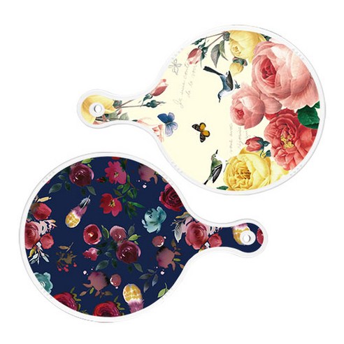 로엠디자인 서빙 원형 보드 도마 PrettyRoses 2p 세트, PrettyRoses, 블루톤플라워, 1세트
