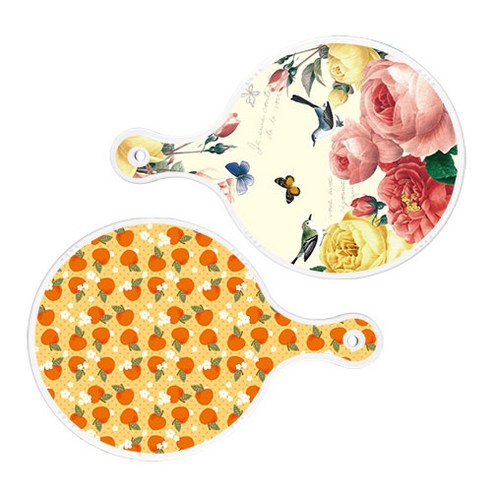 로엠디자인 서빙 원형 보드 도마 PrettyRoses 2p 세트, PrettyRoses, 오렌지복숭아, 1세트