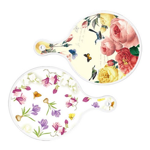 로엠디자인 서빙 원형 보드 도마 PrettyRoses 2p 세트, PrettyRoses, 로맨틱청자색floral, 1세트