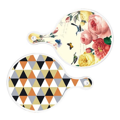 로엠디자인 서빙 원형 보드 도마 PrettyRoses 2p 세트, PrettyRoses, 오렌지셰브런패턴, 1세트