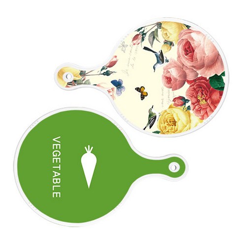 로엠디자인 서빙 원형 보드 도마 PrettyRoses 2p 세트, PrettyRoses, 채소그린, 1세트
