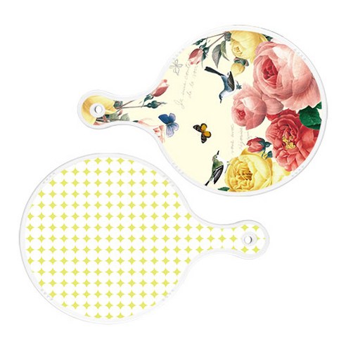 로엠디자인 서빙 원형 보드 도마 PrettyRoses 2p 세트, PrettyRoses, 원형패턴파스텔연두, 1세트