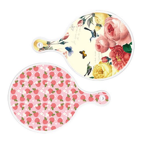 로엠디자인 서빙 원형 보드 도마 PrettyRoses 2p 세트, PrettyRoses, 핑크복숭아, 1세트