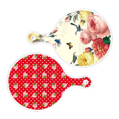 로엠디자인 서빙 원형 보드 도마 PrettyRoses 2p 세트, PrettyRoses, 레드딸기, 1세트