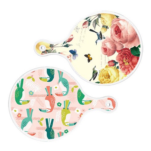 로엠디자인 서빙 원형 보드 도마 PrettyRoses 2p 세트, PrettyRoses, 구관조핑크, 1세트
