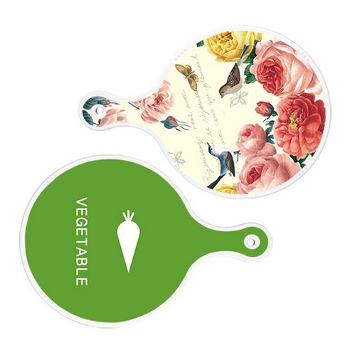 로엠디자인 서빙 원형 도마 보드 2p ParisRose 세트, ParisRose, 채소그린, 1세트
