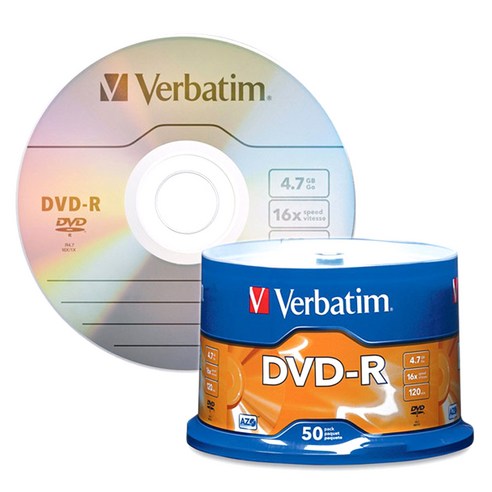 버바팀 DVD-R 공디스크 16X 4.7GB 50p + 케이크통, 1개